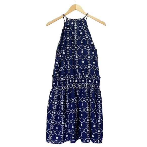 NWT Michael Kors Navy & White Floral Embroidered Halter Dress Size Small NEW - Picture 3 of 14